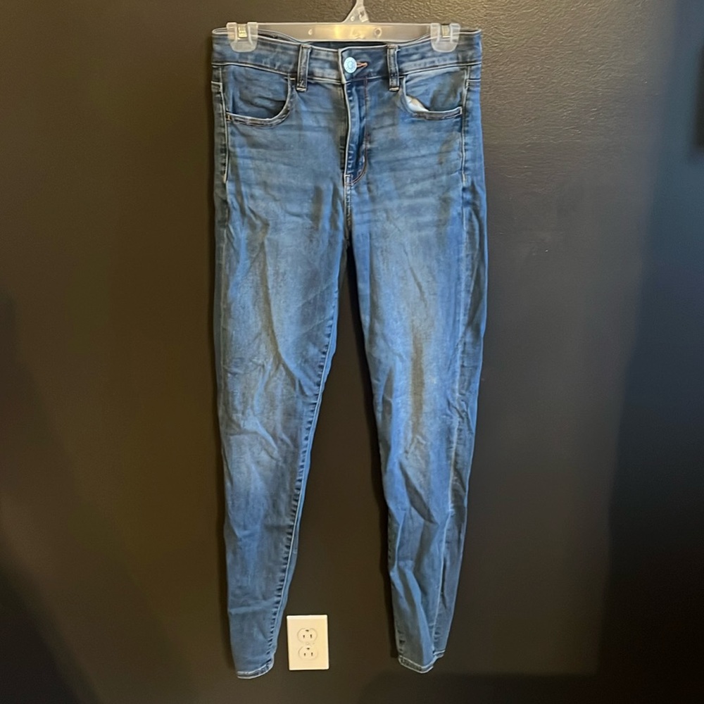 American Eagle high-rise skinny jeans.  Next level stretch size 8 long.